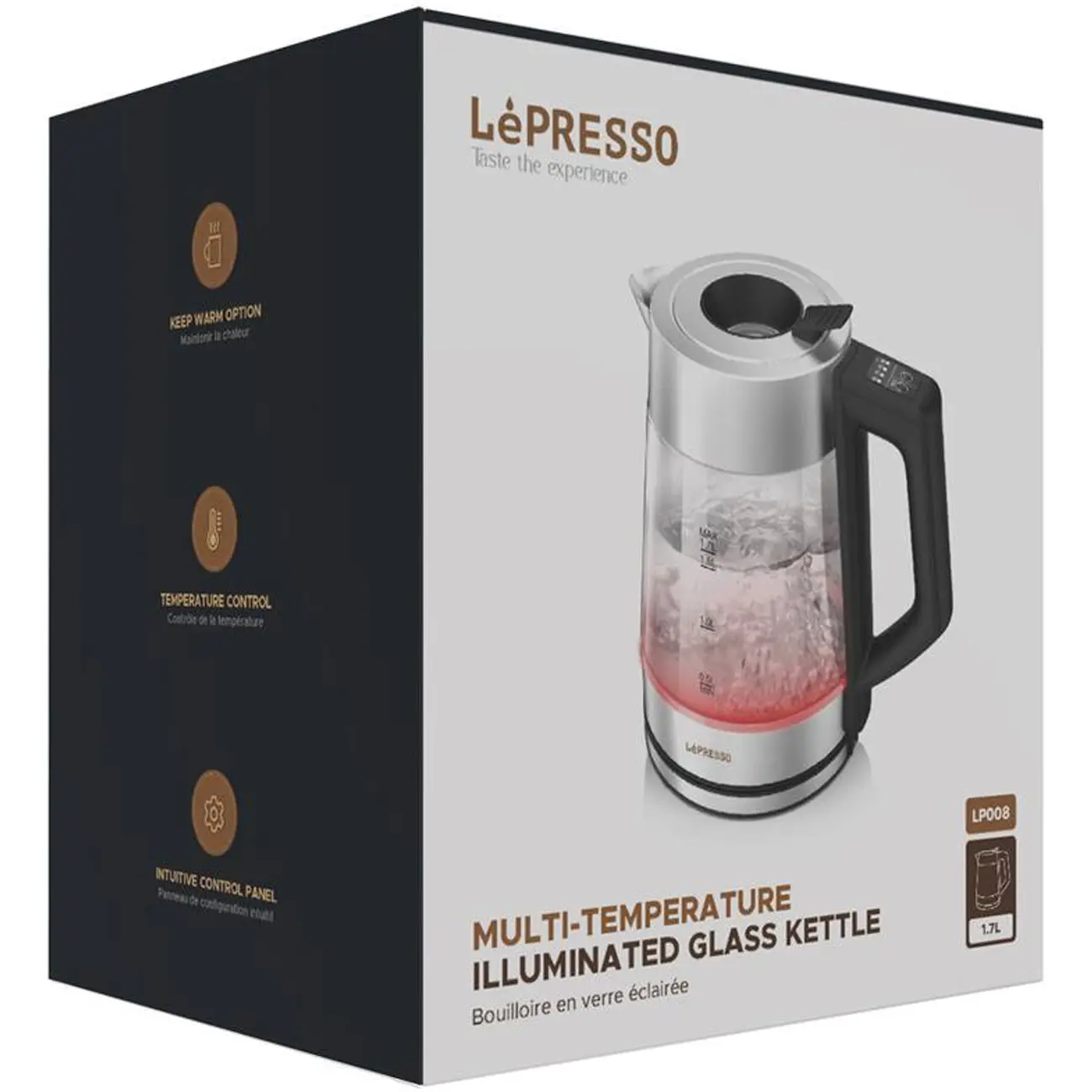 کتری برقی لپرسو مدل lp008 شیشه ای استیل